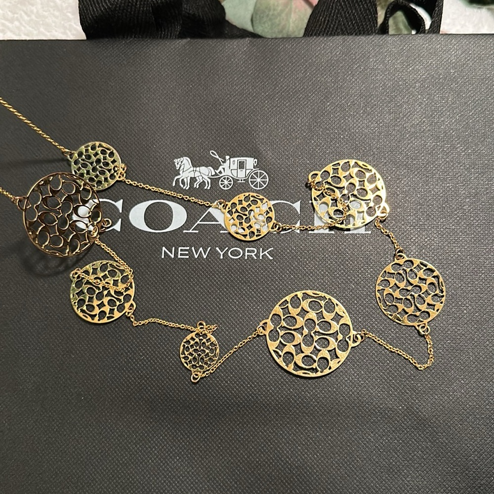 Coach Gold Filigree Medallion Necklace - Picture 5 of 6